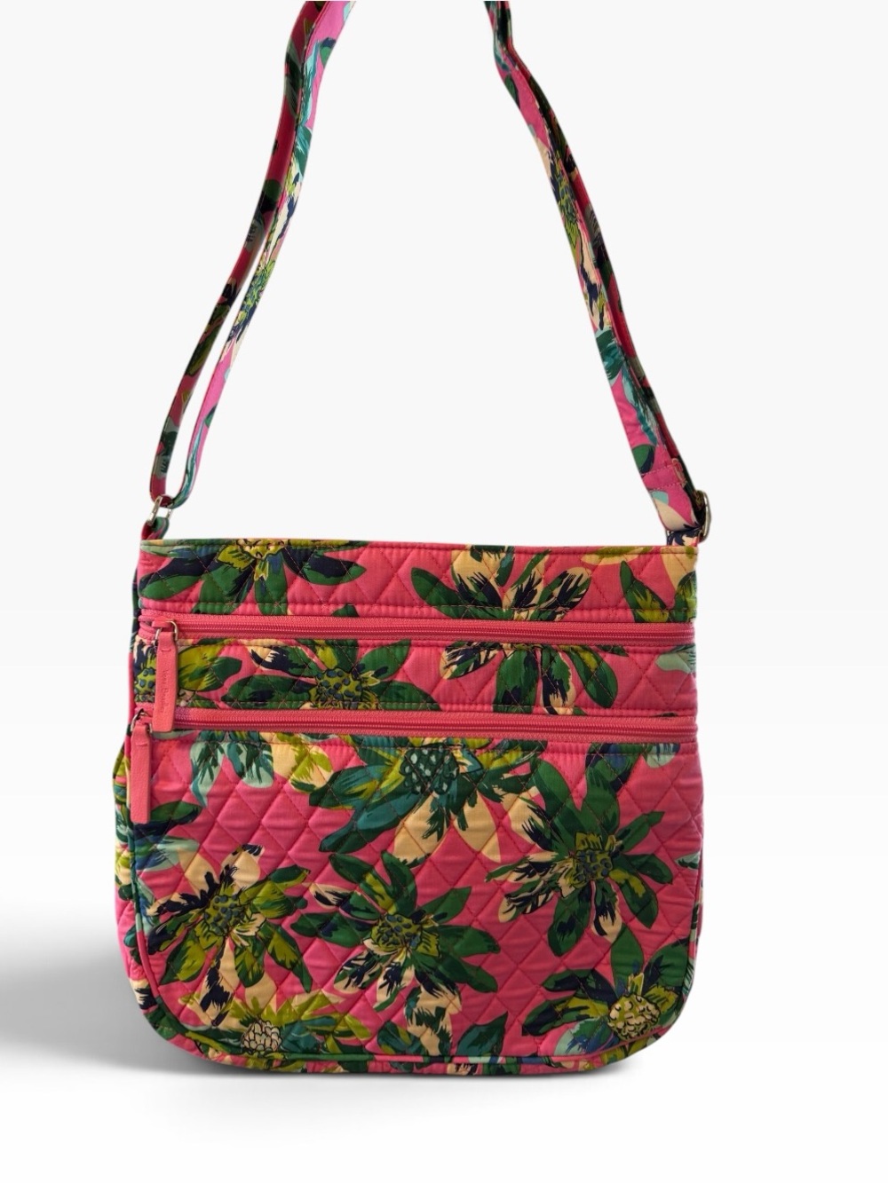 Vera Bradley Tropical Paradise Floral Quilted Crossbody Bag in Pink